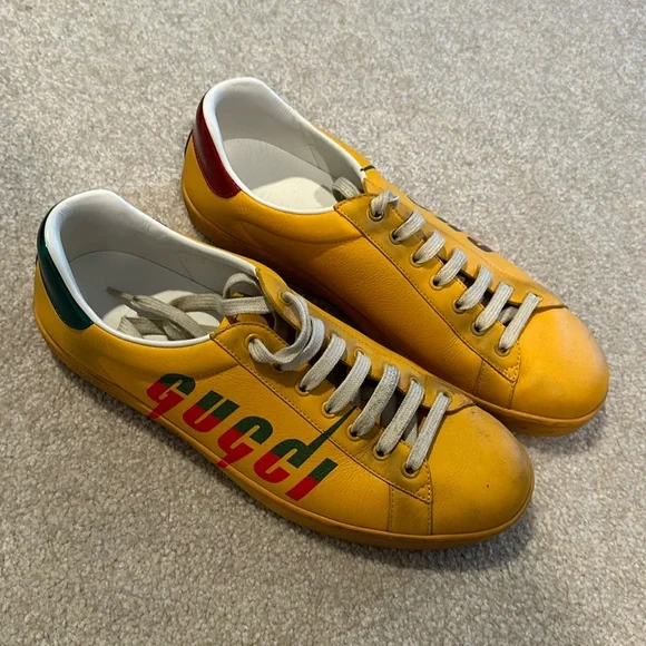 Gucci Ace Blade Yellow Leather Sneakers